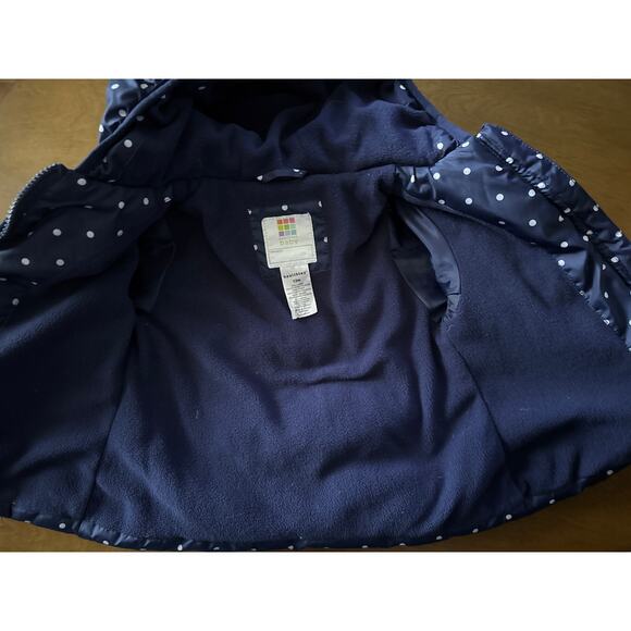 Healthtex Baby Puffer Coat | Navy, White Polka Dots 12M | Pockets - Picture 3 of 6